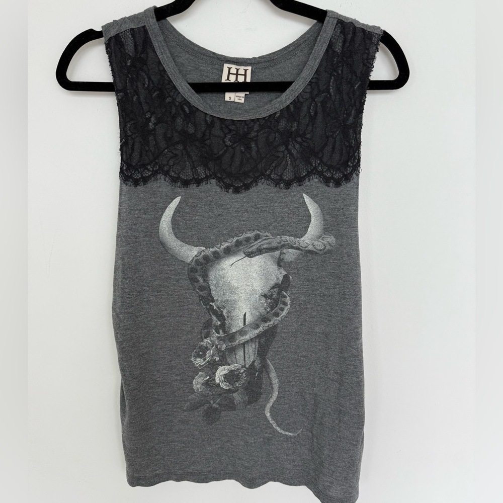 Haute Hippie Lace Detail Longhorn Tank